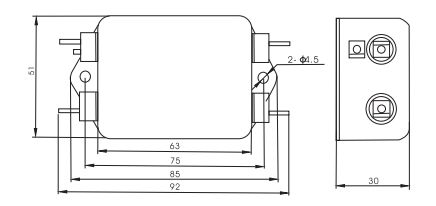 DBD4 DC Filter Overall Dimension(±1mm)