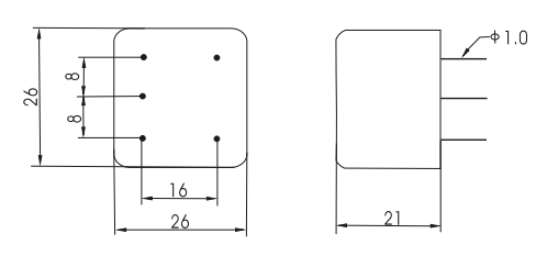 DC PCB Filter Overall Dimension(±1mm)