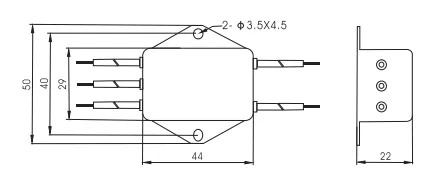 DC power line EMI filter Overall Dimension(±1mm)