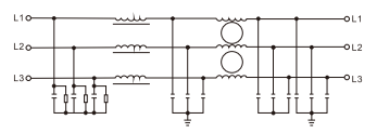 Bipolar Three Phase EMI Filter Circuit Diagram