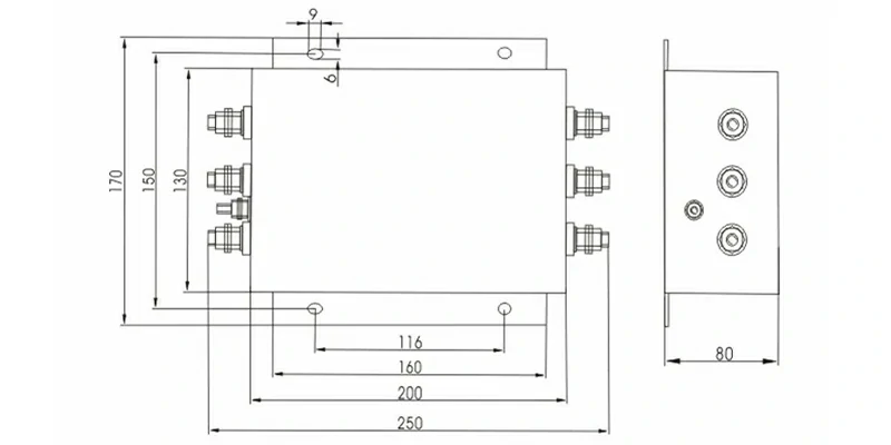DAC6 Overall Dimension(±1mm)