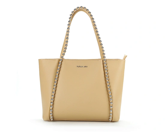 Tote bag. Classy look and decent play of volumes characterize this tote handbag in vegan leather. Features a top zipper closure, spacious and organized inner space to fit your essentials, this shoulder bag is a new feminine and versatile must-have.