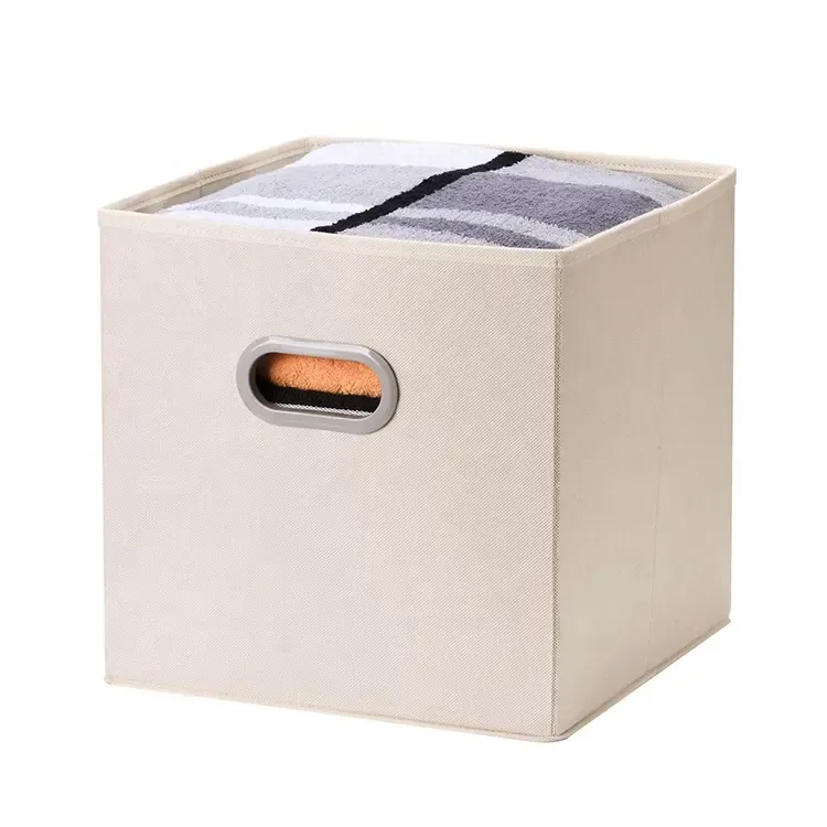 Non-woven open storage box,open storage box with metal handle