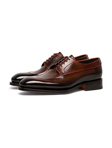 brown lace up leather derby shoes