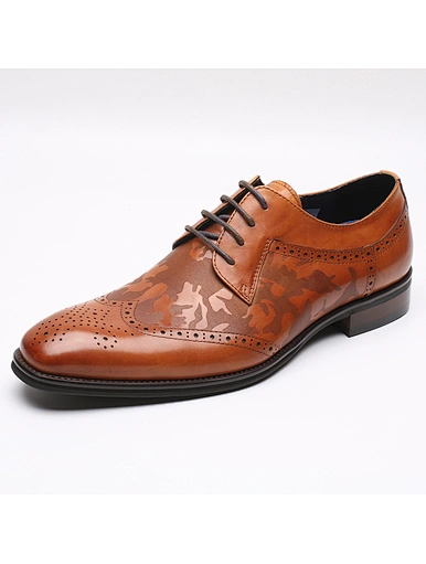 good quality genuine leather men's brown dress shoes