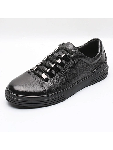 solid black color genuine leather shoes,mens casual shoes black,men leather sneaker black