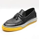 Slip-on genuine leather mens black casual driving loafers