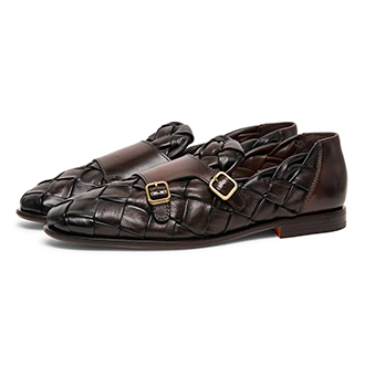 DaoDao shoes factory produces and manufactures the popular Double Monk Strap Brown Woven Loafer in the footwear market