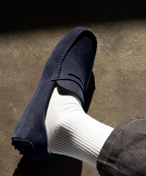 blue driving shoes