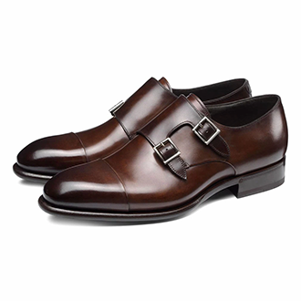 DaoDao shoes factory produces and manufactures the popular coffee oxford leather double monk strap shoes in the footwear market
