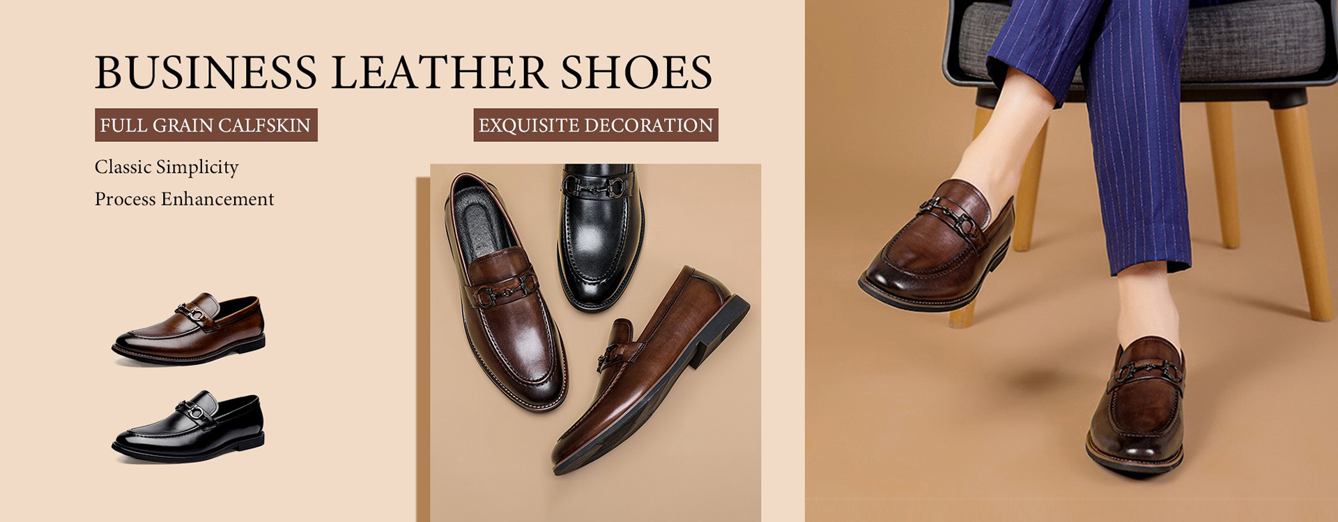 business leather shoes full grain calfskin classic simplicity process enhancmet exquisite decoration 