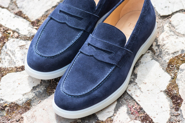 blue loafer shoes