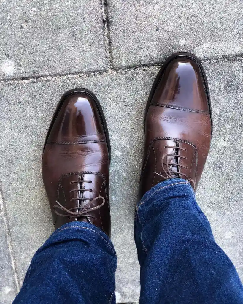 Dark brown plain cap toe oxford