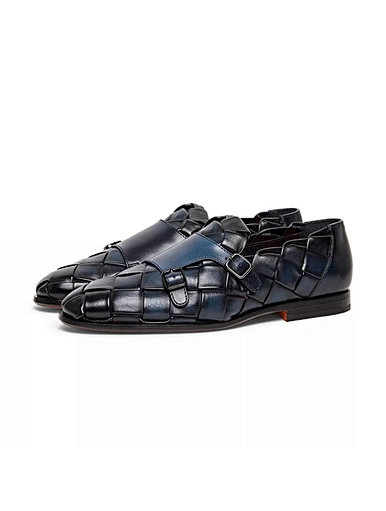 men woven leather loafer