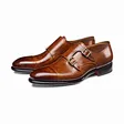 brown double monk strap shoes