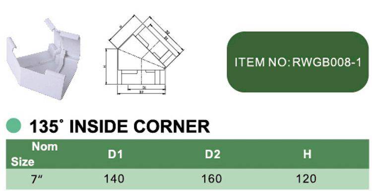 PVC 135° INSIDE CORNER