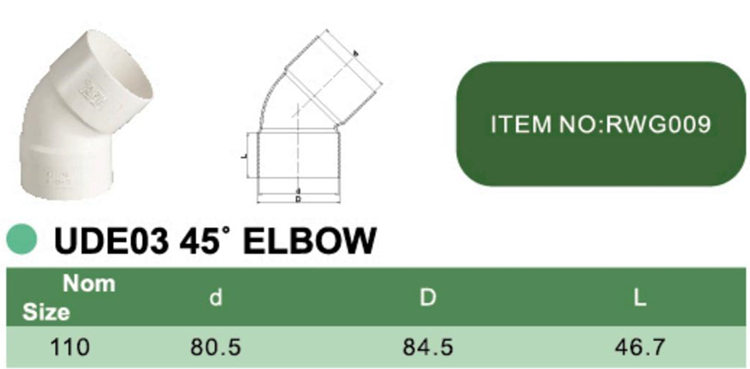 PVC UDE03 45° ELBOW