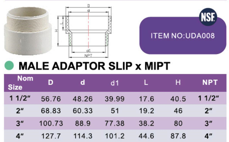 PVC MALE ADAPTOR SLIP x MIPT
