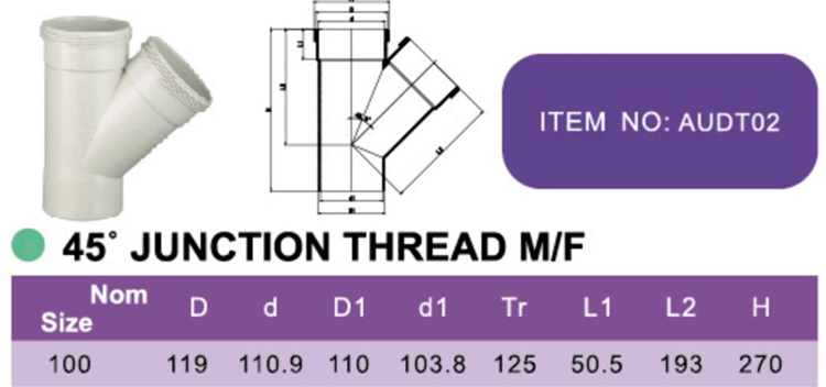 45° JUNCTION THREAD M/F