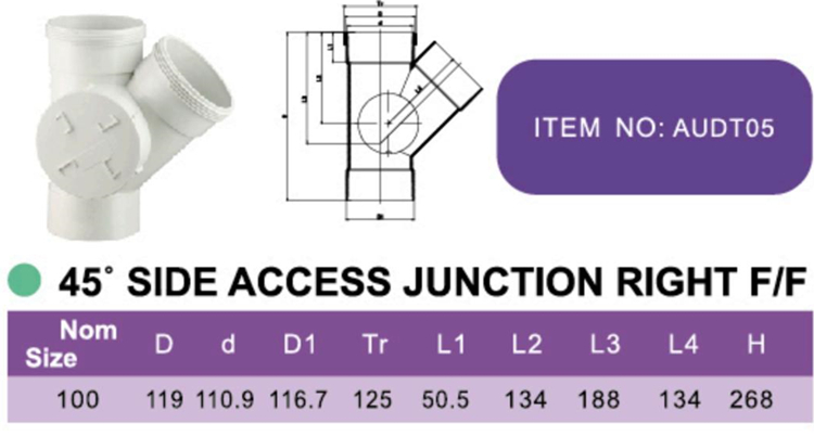 45° SIDE ACCESS JUNCTION RIGHT F/F