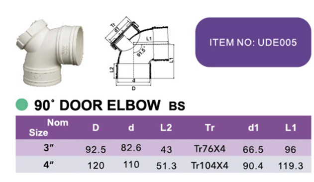 PVC 90° DOOR DEGREE ELBOW