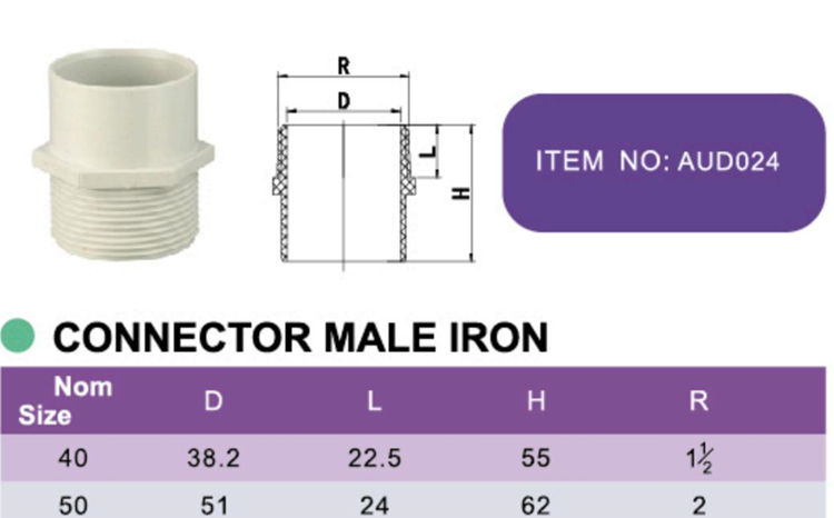 PVC CONNECTOR MALE IRON