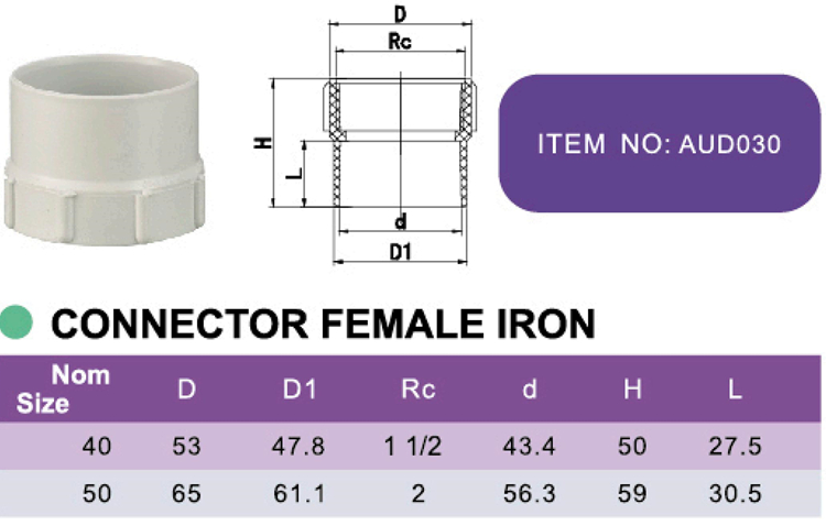 PVC CONNECTOR FEMALE IRON