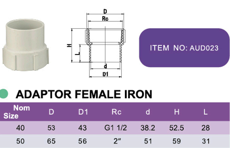PVC ADAPTOR FEMALE IRON