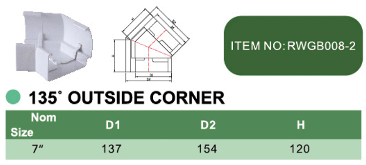 PVC 135° OUTSIDE CORNER