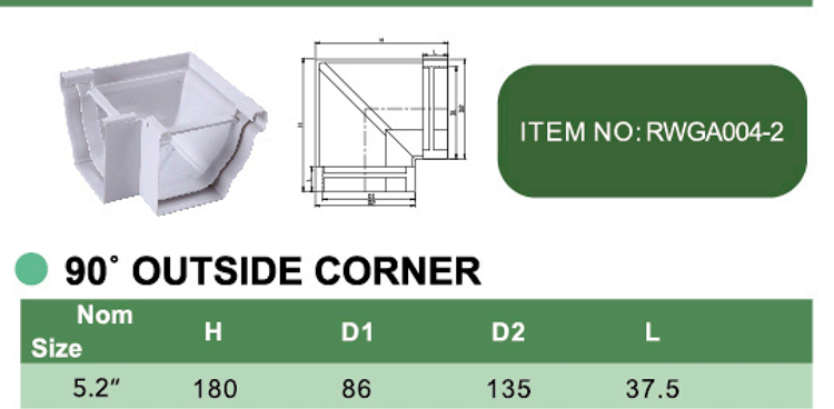 PVC 90° OUTSIDE CORNER