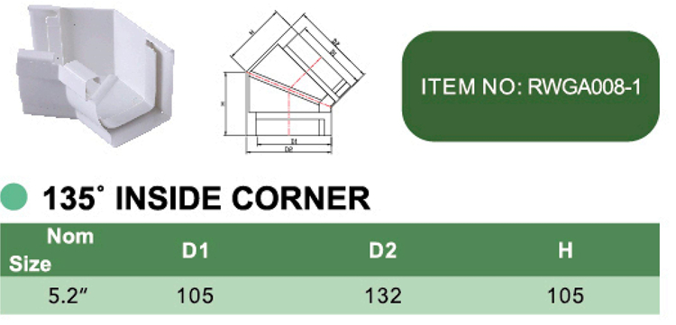 PVC 135° INSIDE CORNER
