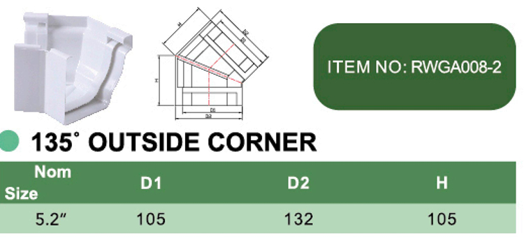 PVC 135° OUTSIDE CORNER