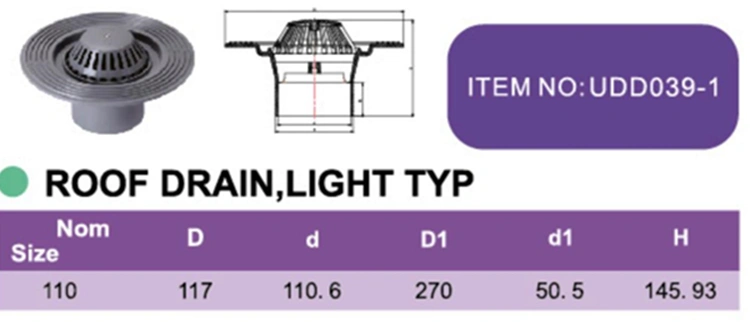 PVC ROOF DRAIN,LIGHT TYP