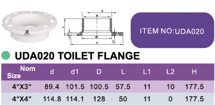 PVC UDA020 TOILET FLANGE