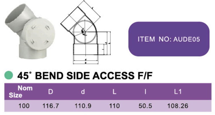 45° BEND SIDE ACCESS F/F