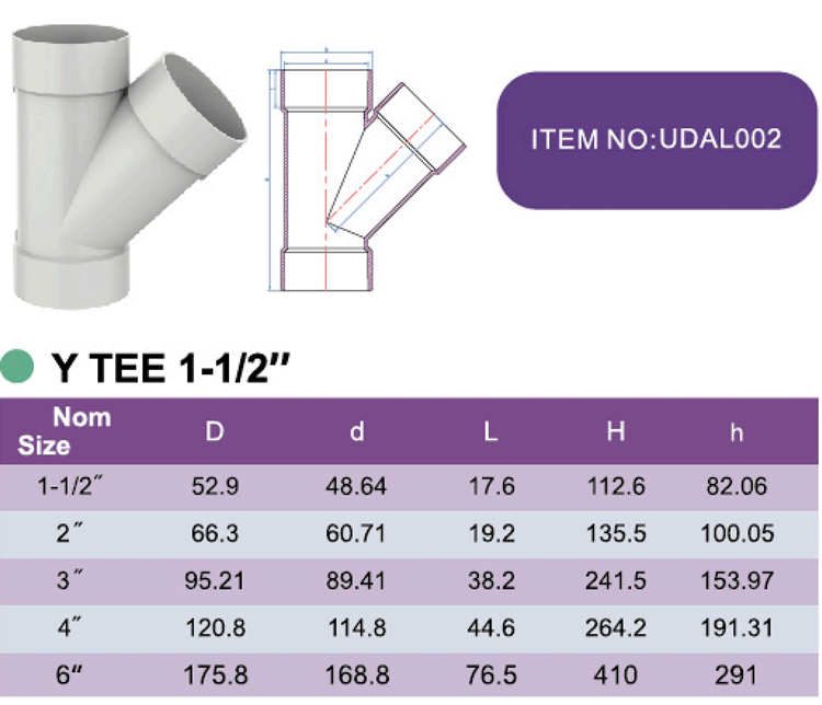 PVC Y TEE 1-1/2''