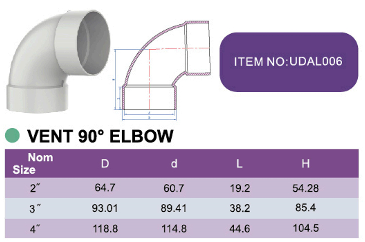 PVC VENT 90° ELBOW