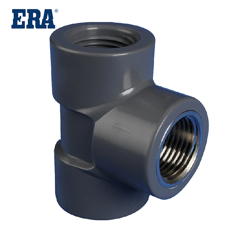 1/2 INCH STRAIGHT PVC FITTINGS FEMALE TEE WITH BRASS THREAD FOR PVC PIPE