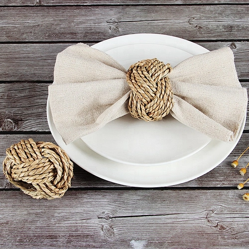 Hot Sale Natural Simple Style Straw Seagrass Napkin Rings for Wedding Table Decoration