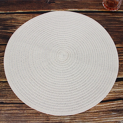 Napperon rond en coton imperméable, lavable, résistant à la chaleur, couleur personnalisée, blanc
