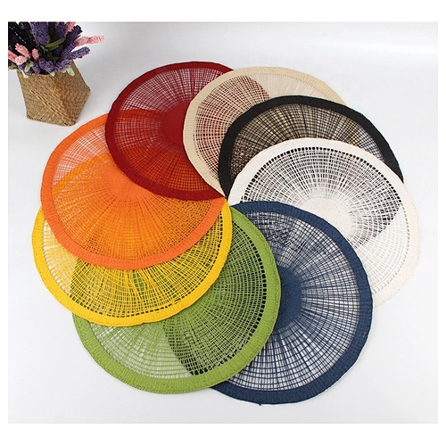 Nuevo diseño, manteles individuales tejidos con diseño tallado hueco, manteles individuales redondos de Navidad para mesa de comedor de lujo