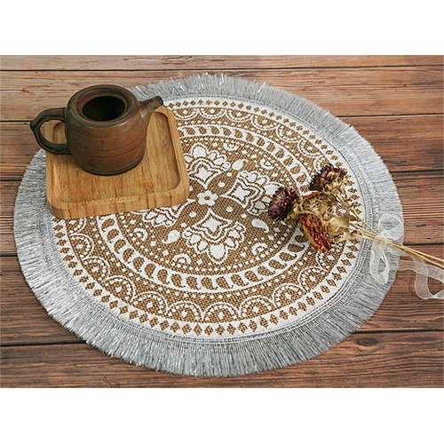 عيد الميلاد طاولة غير قابلة للانزلاق مكتب مائدة الطعام الحصير الجوت تحديد الموقع المنسوجة الحصير لطاولة الطعام