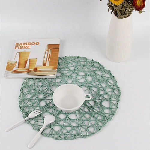Mantel Individual redondo tejido de papel de cocina hueco personalizado hecho a mano, alfombrilla de escritorio, alfombrillas de mesa