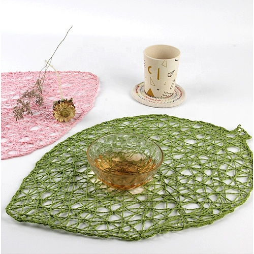 Estera de mesa de boda de Navidad trenzada personalizada de hoja novedosa de lujo Multicolor de nuevo diseño