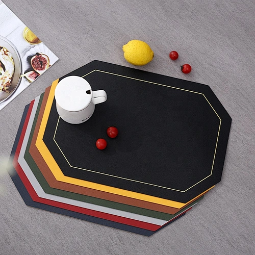 Tapete de mesa lateral de ouro nórdico almofada de couro resistente ao calor Pu de couro falso jogo de mesa base para copos