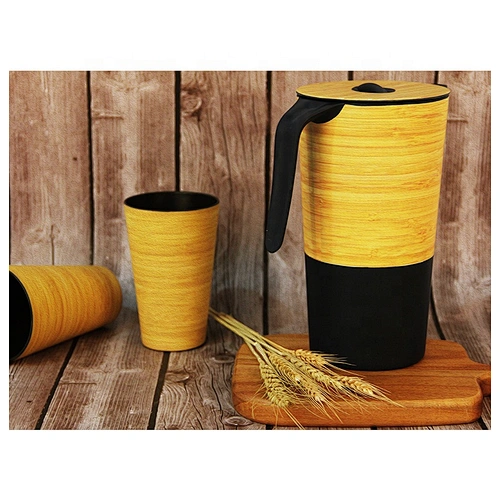 Ensemble de vaisselle de pichet en fibre de bambou écologique bouilloire à eau