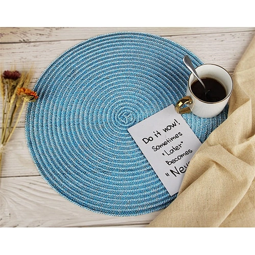 Mesa Minimalista Tecido Trivet Trançado de Plástico Elegante Mesa Redonda de Aniagem