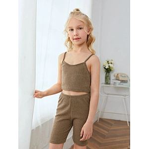 Cami Shirt 2022 Cozy Bulk Rib Cotton Girl Pyjamas Short Pajama Set Blank Children Short Pajamas
