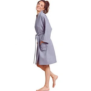 Belt Solid Short Belt Waffle Sleepwear Waffle Cotton Bath Robe Customized Breathable Linen Robes