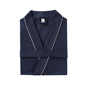 Custom Luxury Robe Men Plus Size 100% Cotton Solid Waffle Bathrobes